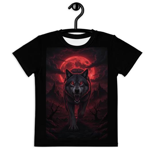 T-shirt bambino con collo rotondo e stampa all-over bianca di CORPORATION-86, vista frontale.