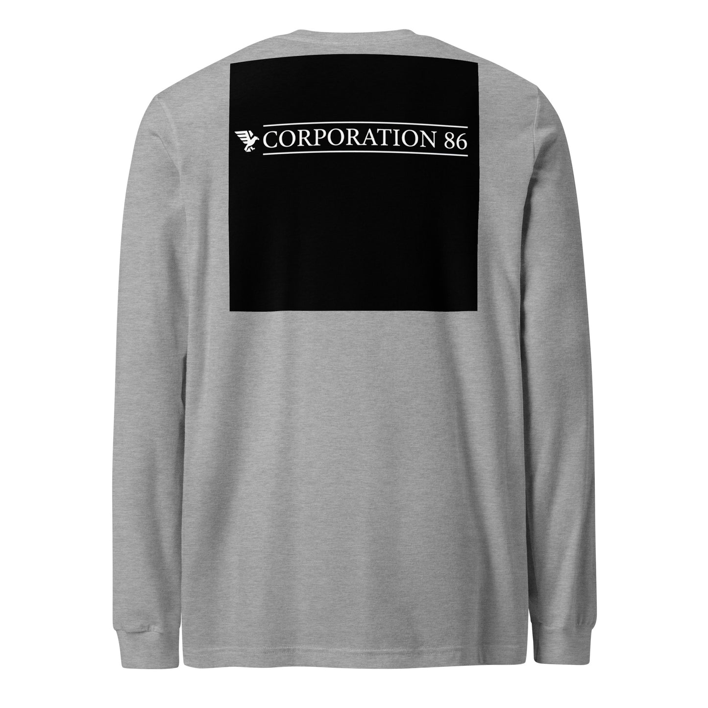 Maglietta unisex a maniche lunghe CORPORATION-86 in tessuto sportivo con dettaglio sul retro, colore Heather.