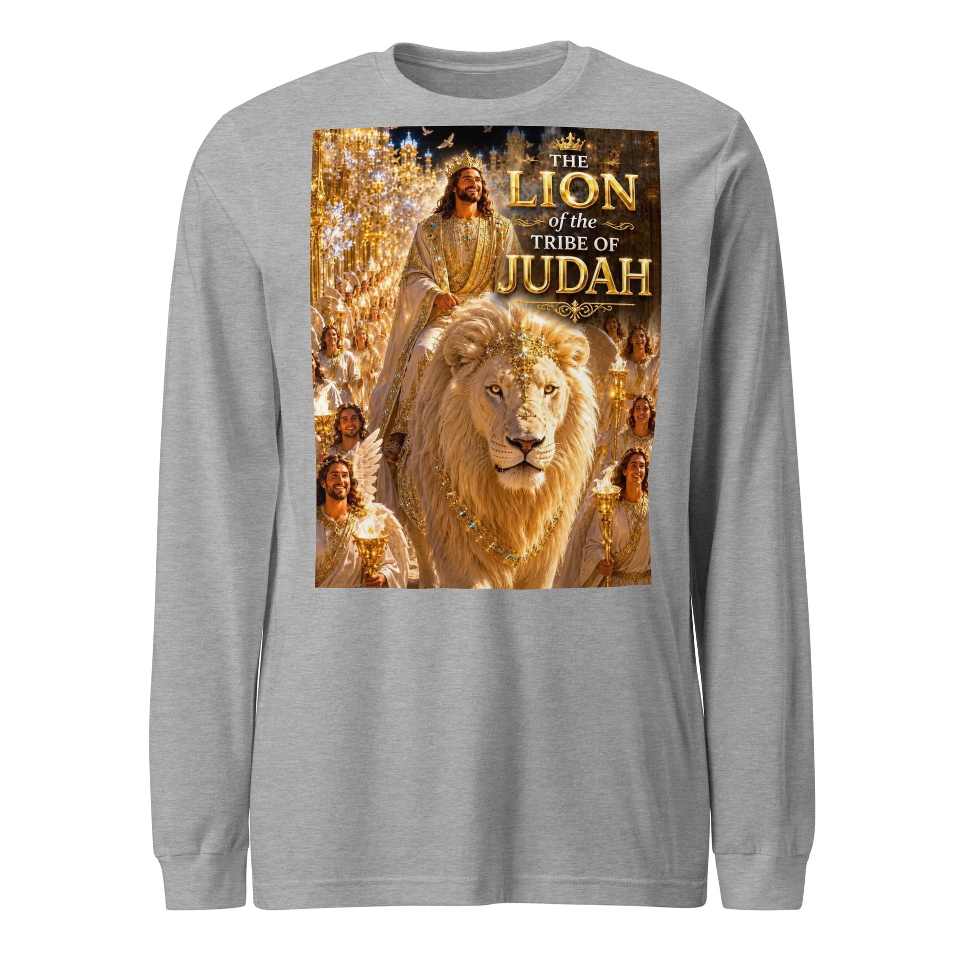 T-shirt unisex a maniche lunghe CORPORATION-86 in tessuto athletic heather, vista frontale, stile casual e sportivo.