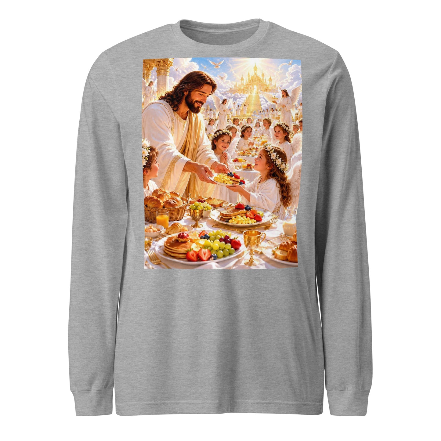Maglietta unisex a maniche lunghe CORPORATION-86 in tessuto athletico heather vista frontale.
