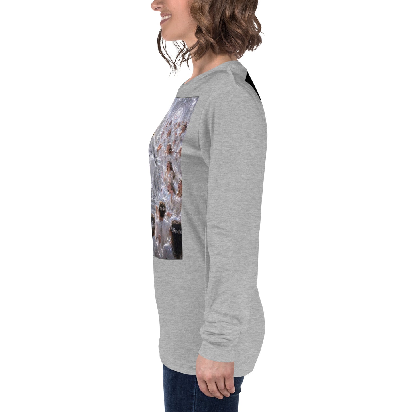 Maglietta unisex a maniche lunghe CORPORATION-86 in tessuto athletico color heather, vista frontale a sinistra.
