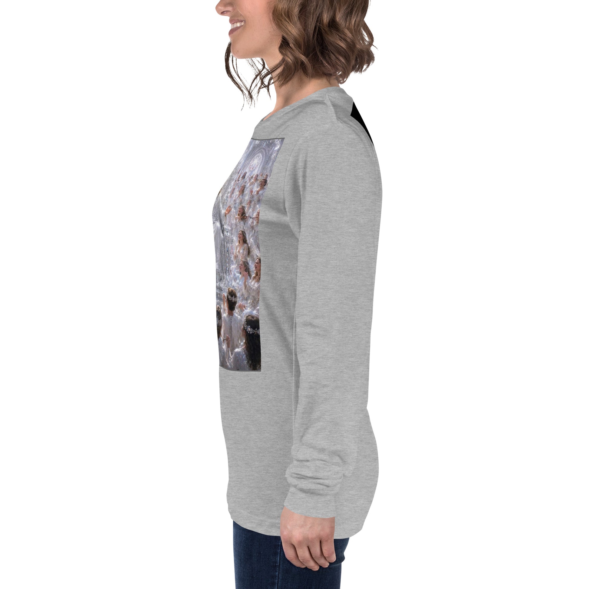 Maglietta unisex a maniche lunghe CORPORATION-86 in tessuto athletico color heather, vista frontale a sinistra.