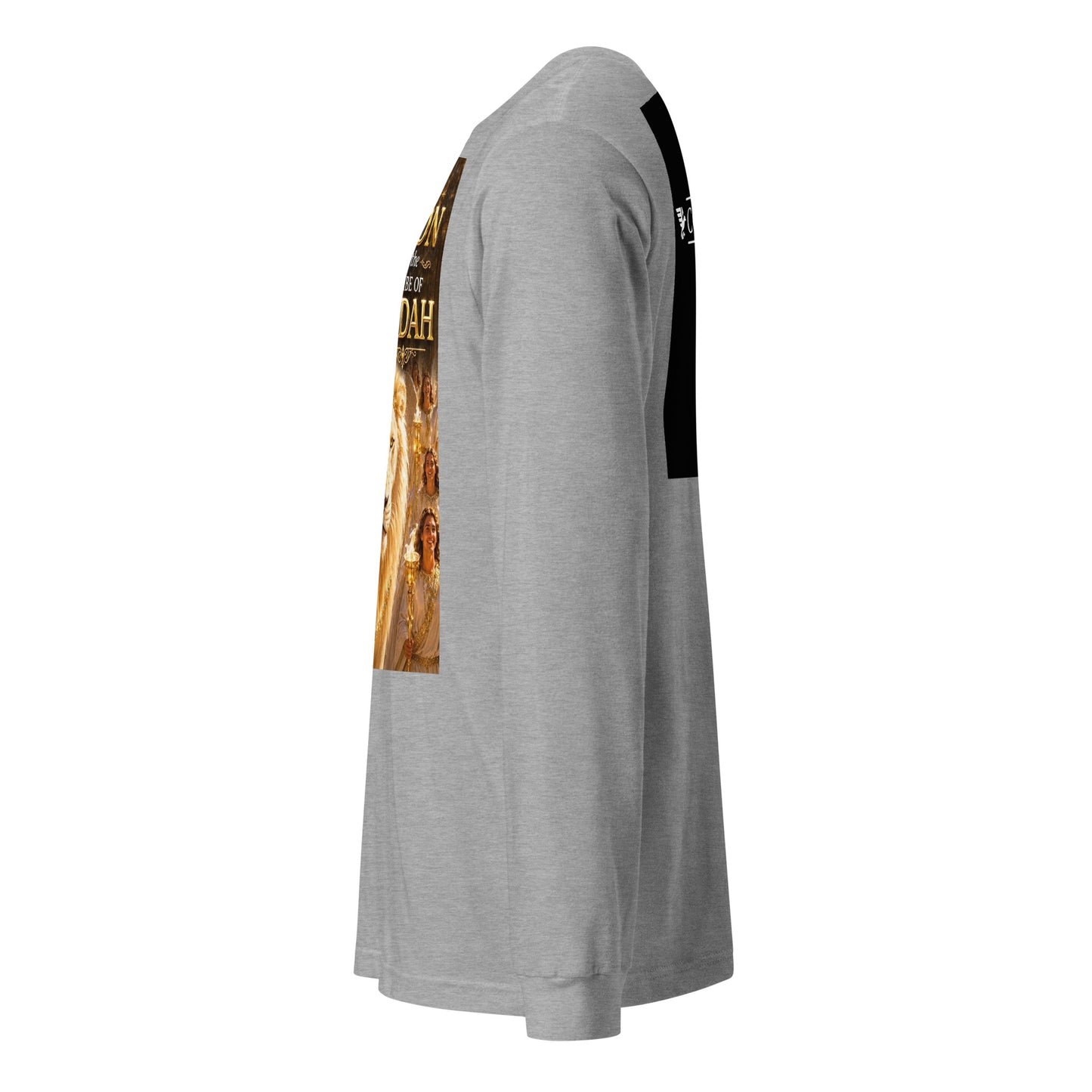 Maglietta unisex a maniche lunghe CORPORATION-86 in tessuto athletic heather, vista frontale a sinistra.