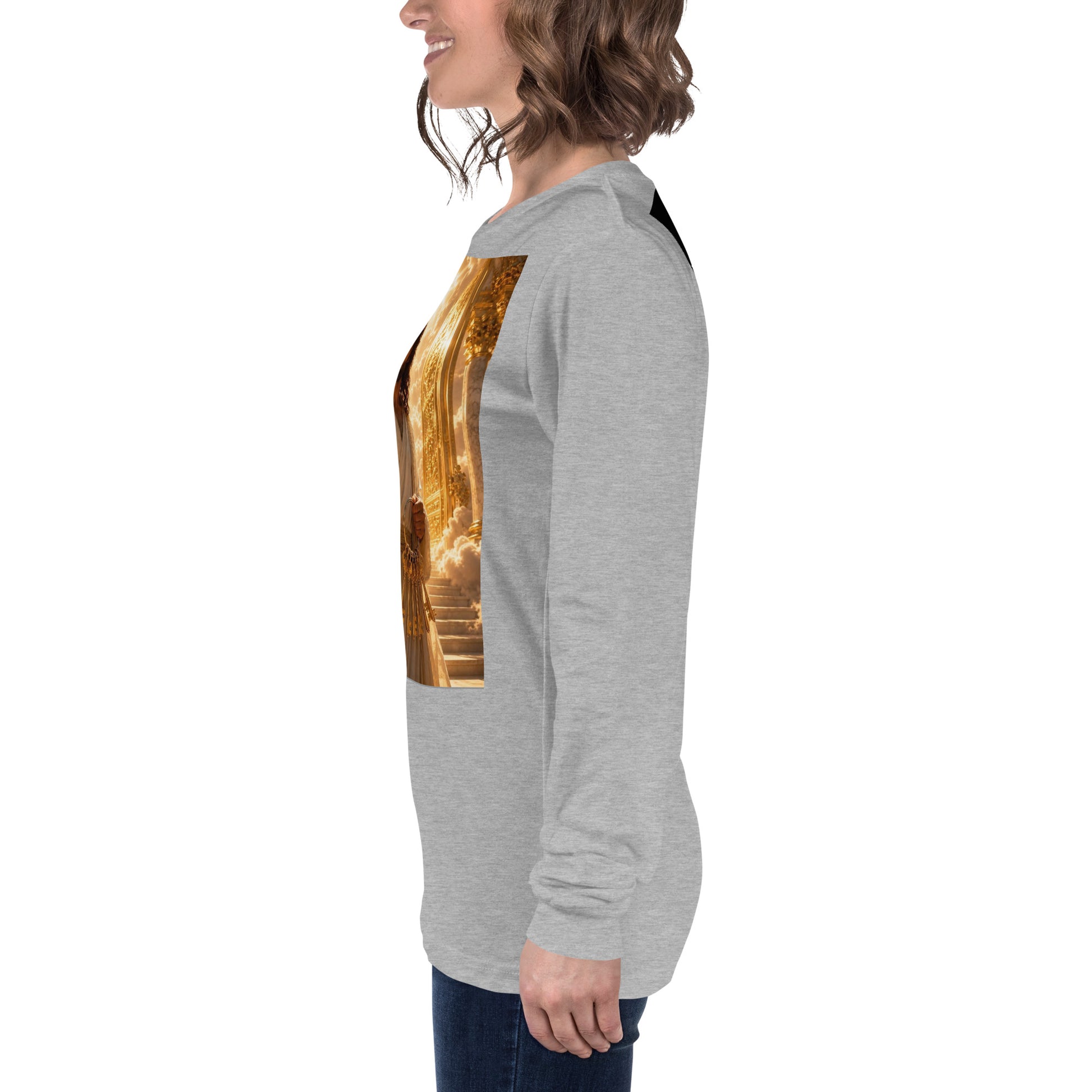 T-shirt unisex a maniche lunghe CORPORATION-86 in tessuto athletic heather, vista frontale, morbido e comodo.