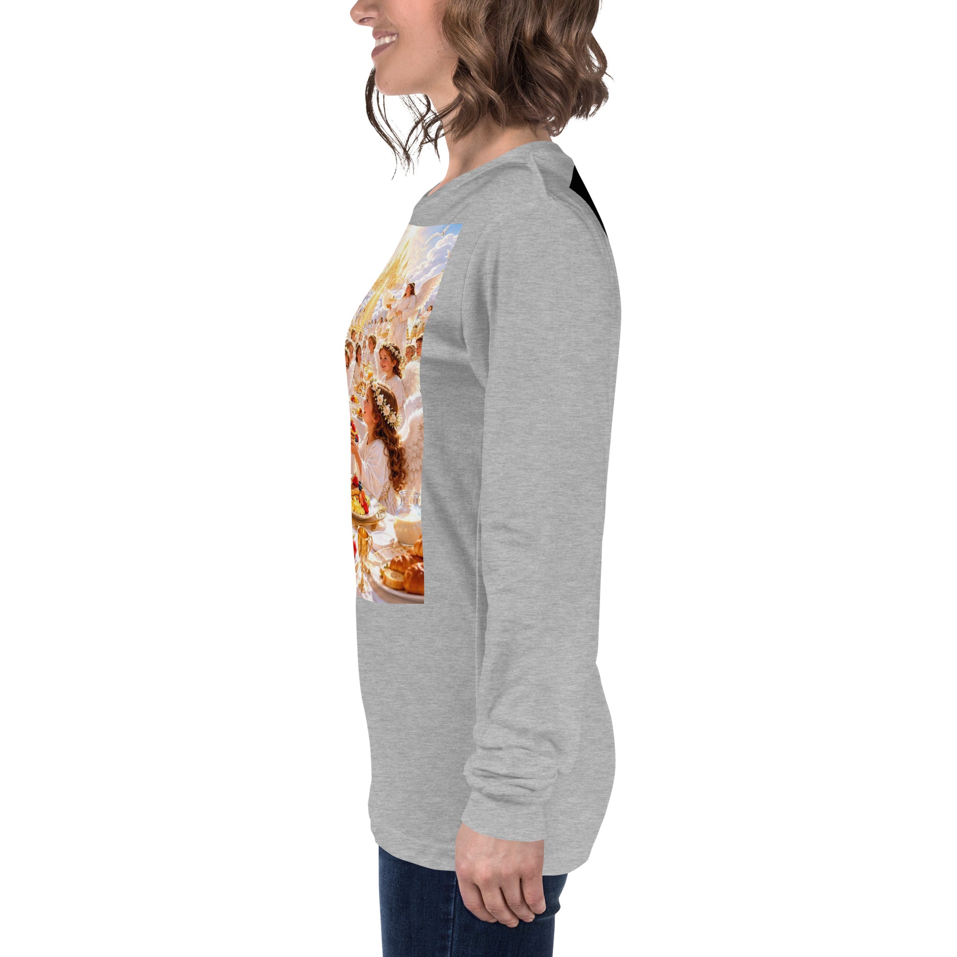 Maglietta unisex a maniche lunghe CORPORATION-86 in tessuto sportivo nel colore Heather, vista frontale.