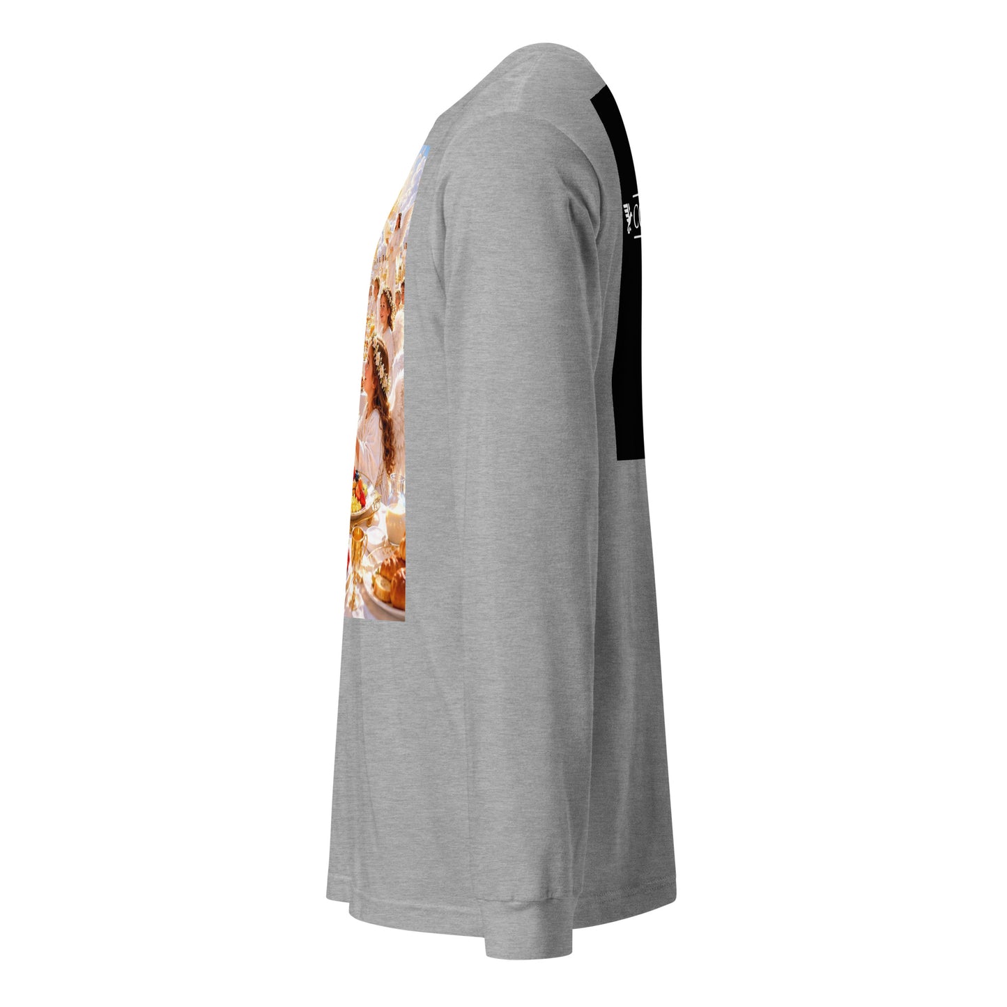 Maglietta unisex a maniche lunghe CORPORATION-86 in tessuto atletico con finitura heather, vista laterale sul lato sinistro.