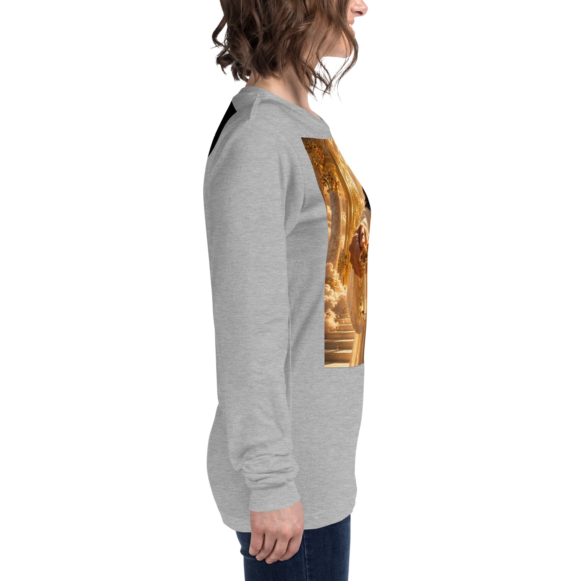 T-shirt unisex a maniche lunghe di CORPORATION-86 in tessuto heather, vista laterale destra.