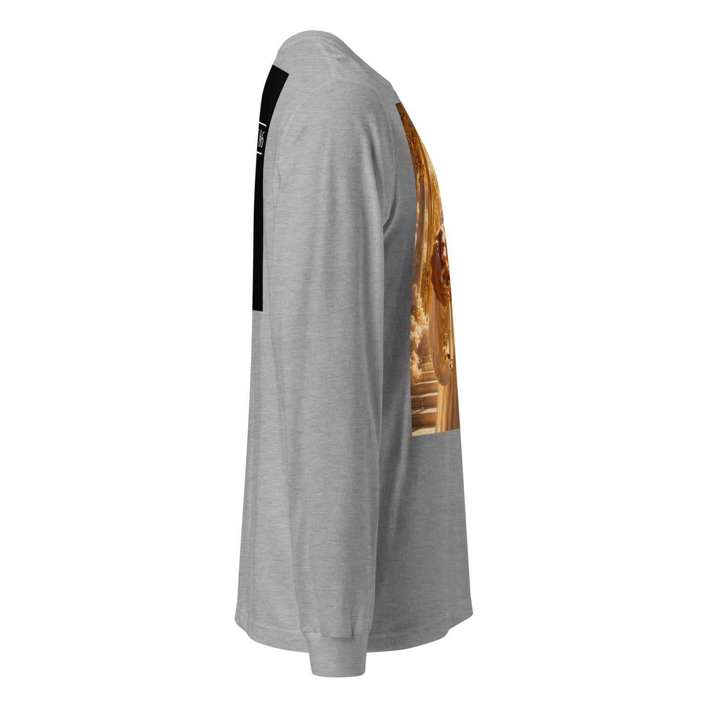 T-shirt unisex a maniche lunghe CORPORATION-86 in tessuto athletic heather, vista laterale destra.