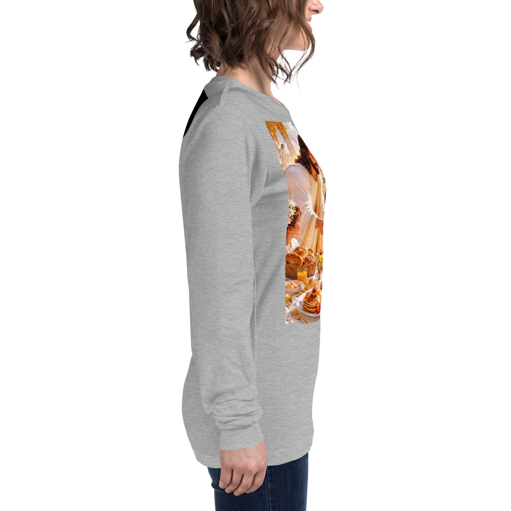 Maglietta unisex a maniche lunghe CORPORATION-86 in tessuto sportivo heather, vista laterale destra