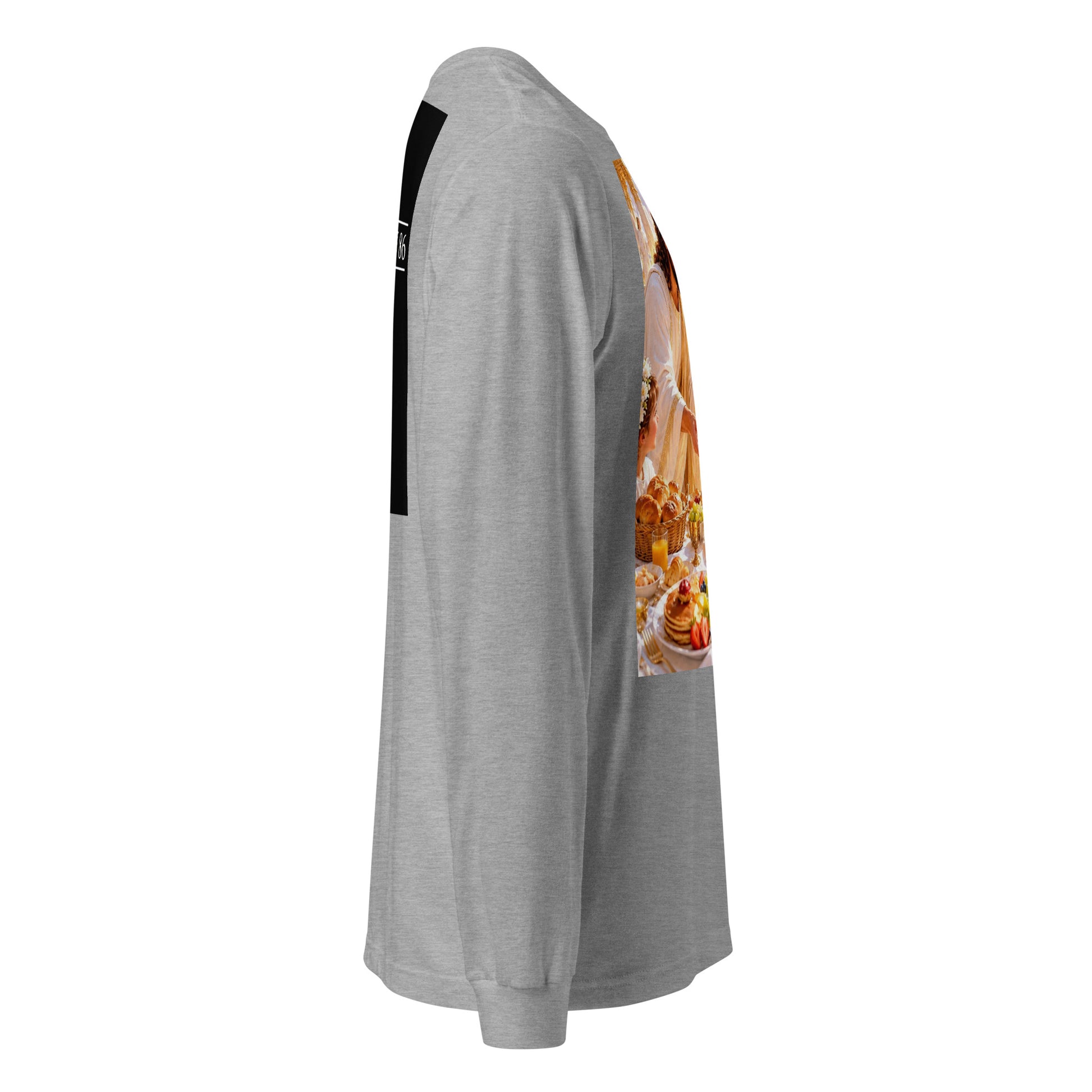 Maglietta unisex a maniche lunghe CORPORATION-86 in tessuto sportive Heather, vista laterale.