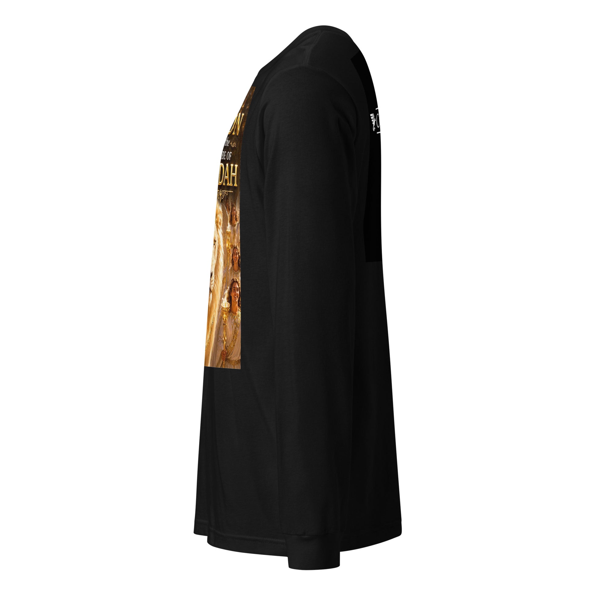 Maglietta unisex a maniche lunghe CORPORATION-86 nera, vista frontale, tessuto morbido e comodo, ideale per un uso casual.