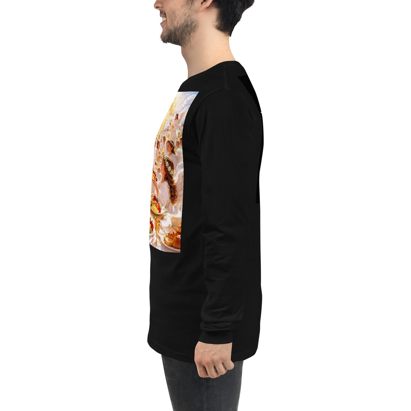 Maglietta unisex a maniche lunghe CORPORATION-86 in nero, vista laterale, tessuto morbido e comodo, stile casual.