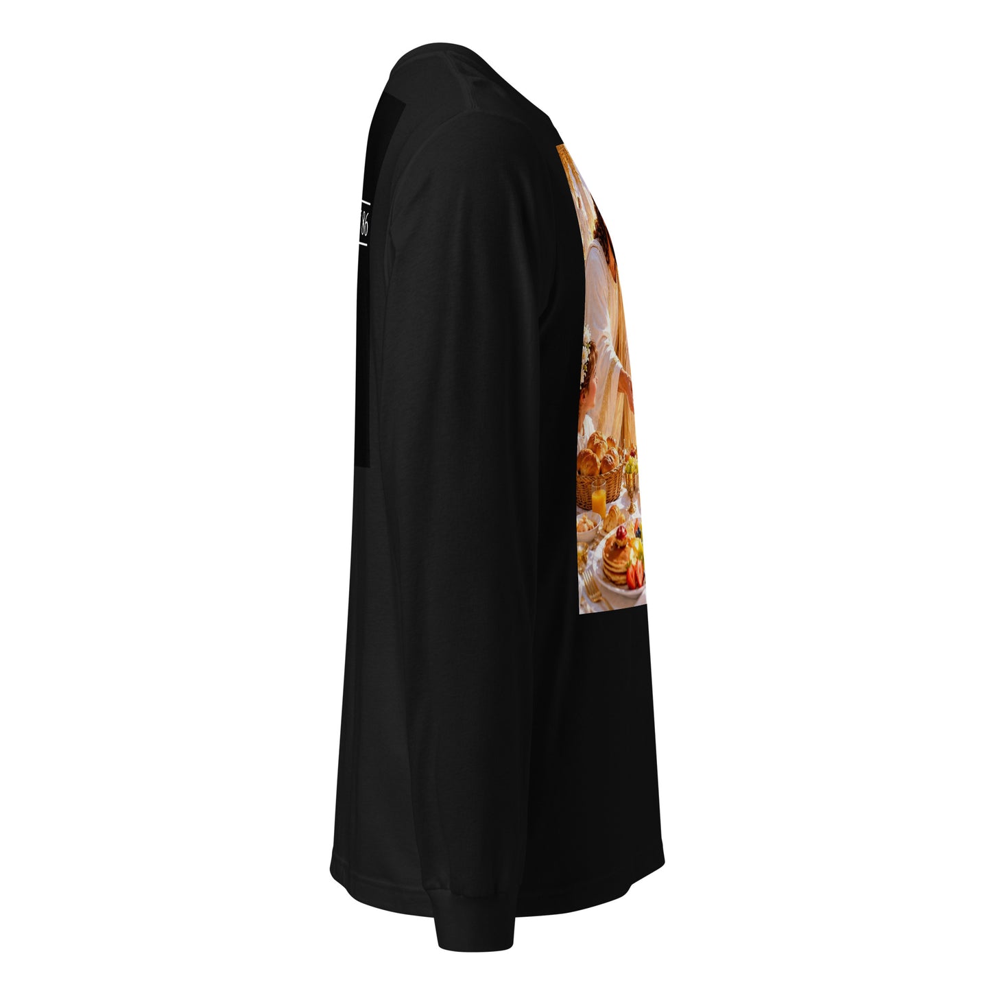 Maglietta unisex a maniche lunghe CORPORATION-86 di colore nero, vista laterale destra.