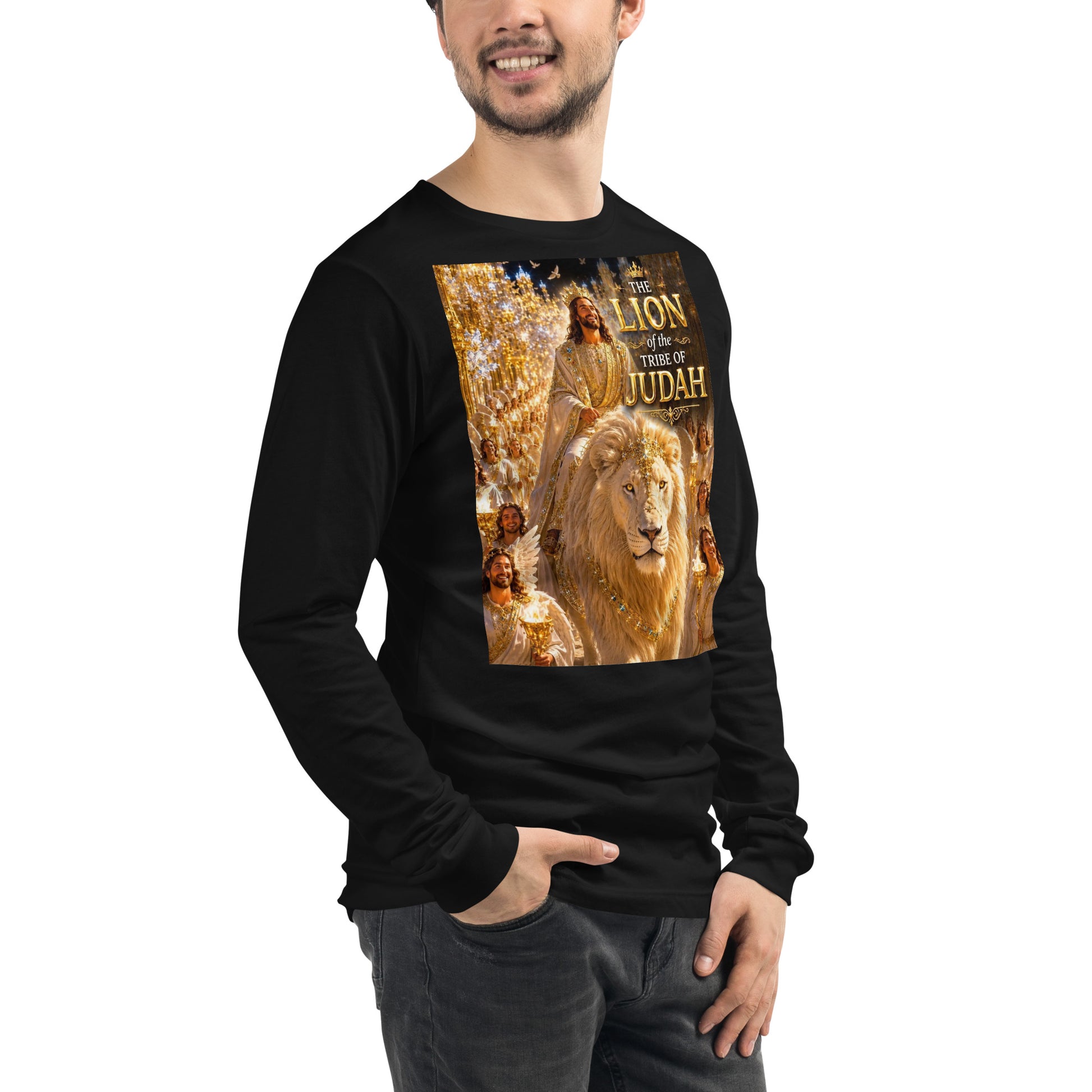 Maglietta unisex a maniche lunghe CORPORATION-86 di colore nero, vista frontale a destra, morbida e comoda.