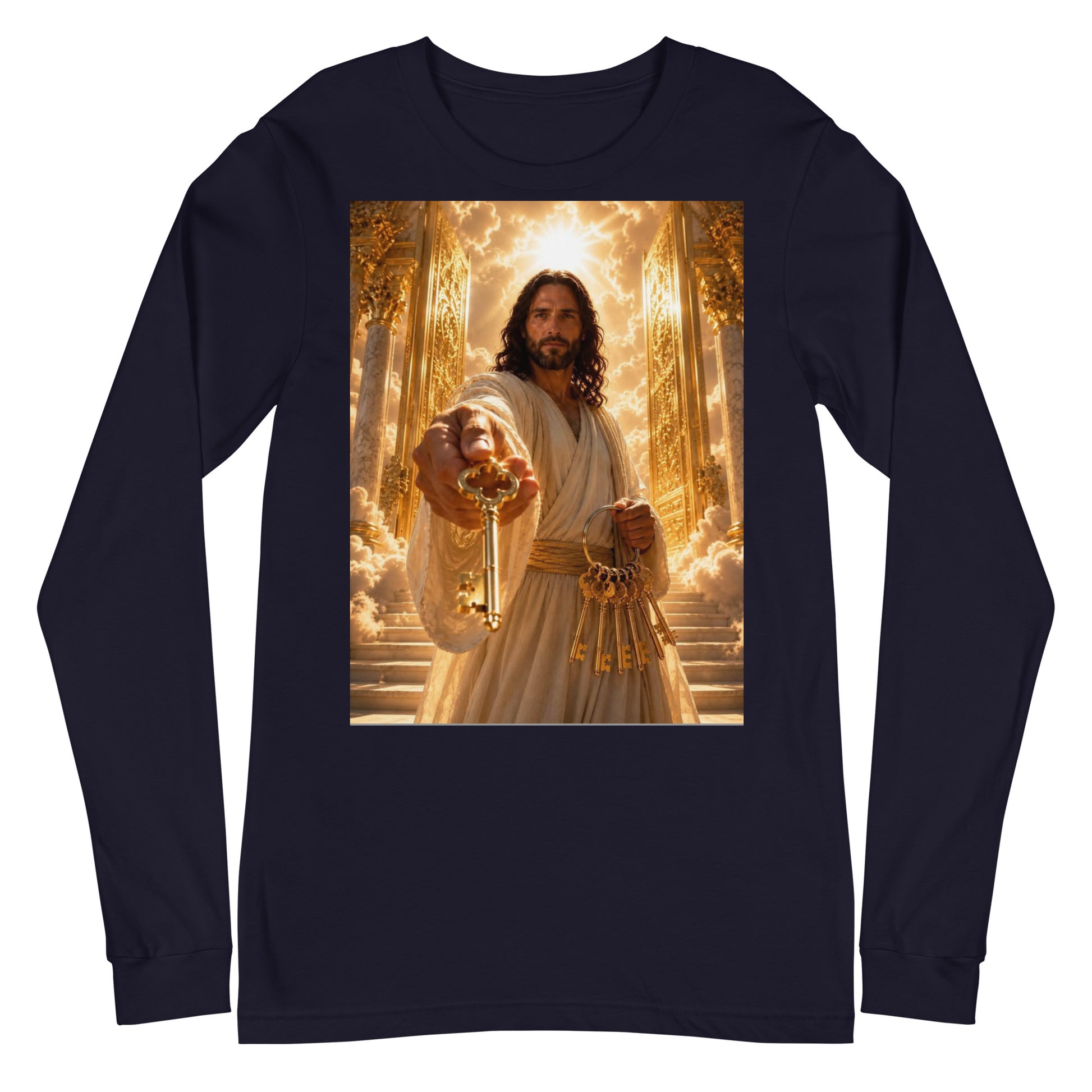Maglietta unisex a maniche lunghe CORPORATION-86 colore navy, vista frontale con dettagli del design.