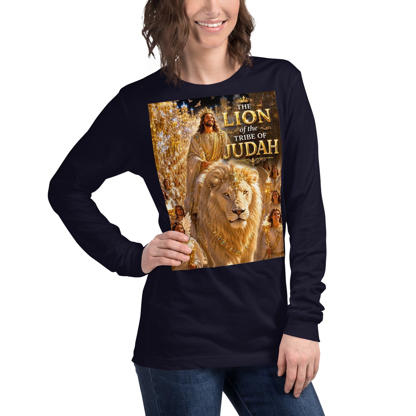 T-shirt unisex a maniche lunghe CORPORATION-86 color navy, vista frontale a destra. Maglietta casual in stile semplice e moderno.