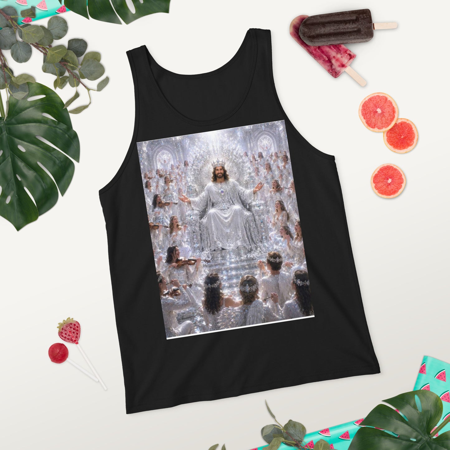 Maglietta tank top unisex nera CORPORATION-86 vista frontale, semplice e versatile, in tessuto morbido.