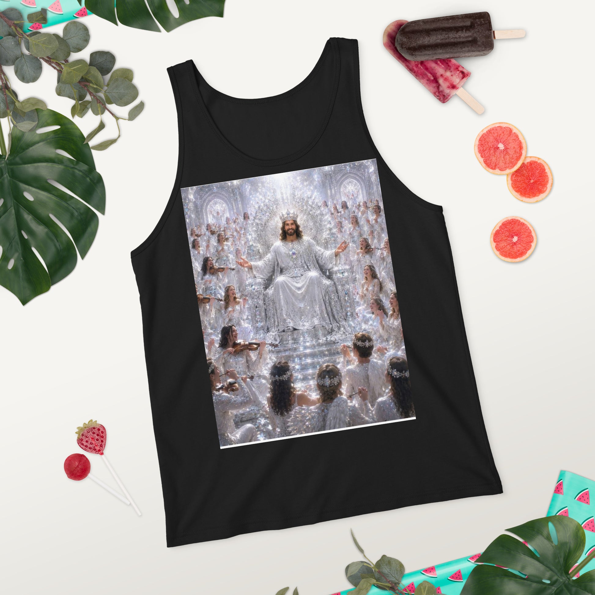 Maglietta tank top unisex nera CORPORATION-86 vista frontale, semplice e versatile, in tessuto morbido.