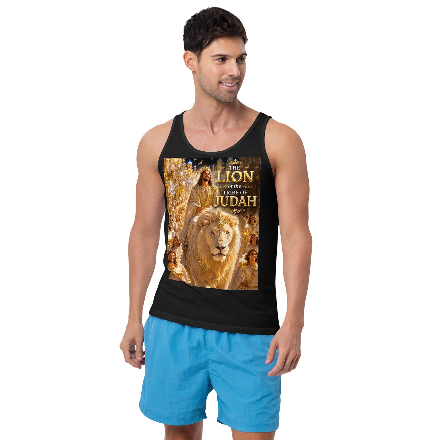 Canotta unisex CORPORATION-86 nera con collo rotondo, vista frontale, tessuto morbido e stile casual elegante.