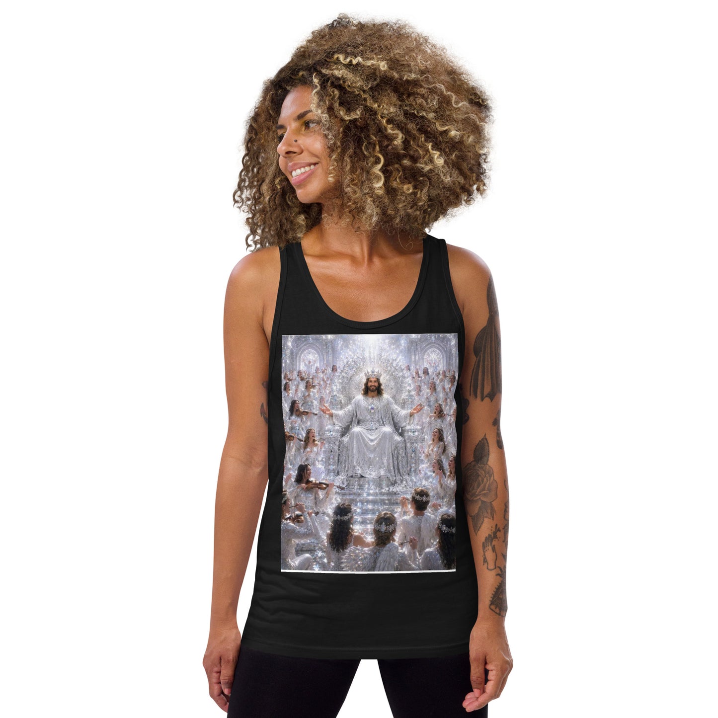 Maglietta unisex CORPORATION-86 Tank Top nera, vista frontale, semplice e versatile per uno stile casual e confortevole.