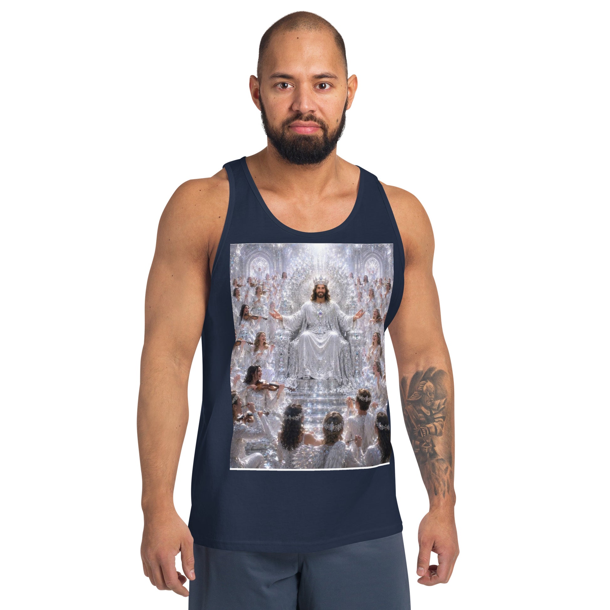 Canotta unisex CORPORATION-86 blu navy, fronte, tessuto morbido, stile semplice, ideale per look casual e sportivi.
