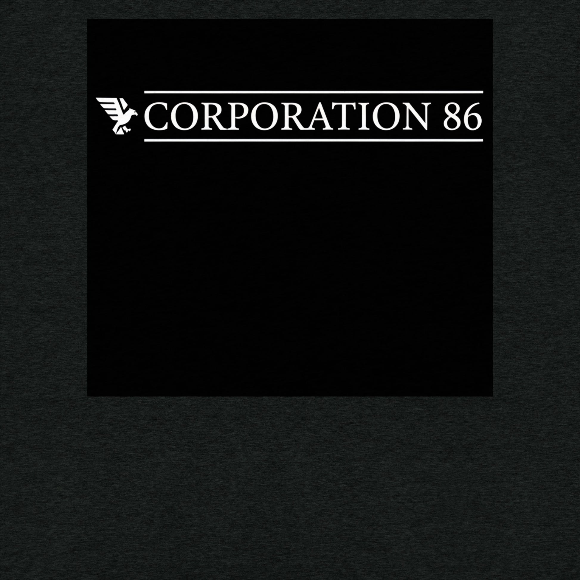 T-shirt unisex a maniche corte CORPORATION-86 in tessuto tri-blend colore nero antracite, vista posteriore.