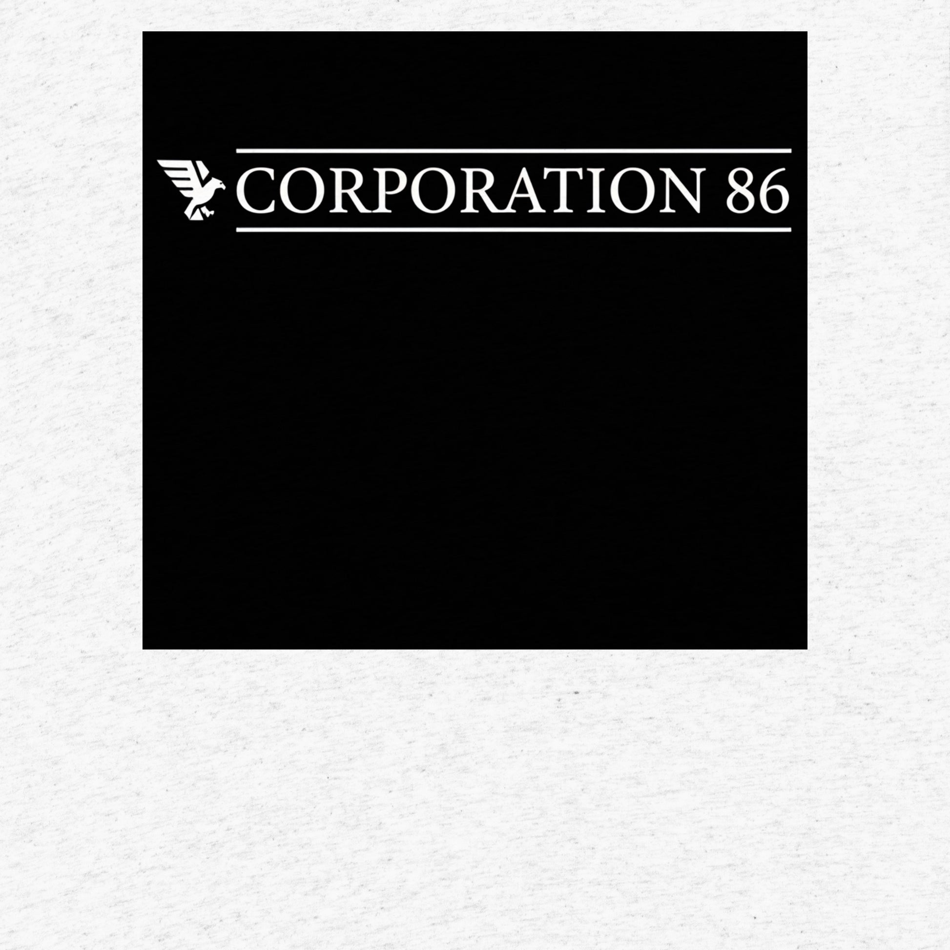 T-shirt unisex a maniche corte CORPORATION-86 in tessuto tri-blend bianco solido, vista posteriore.