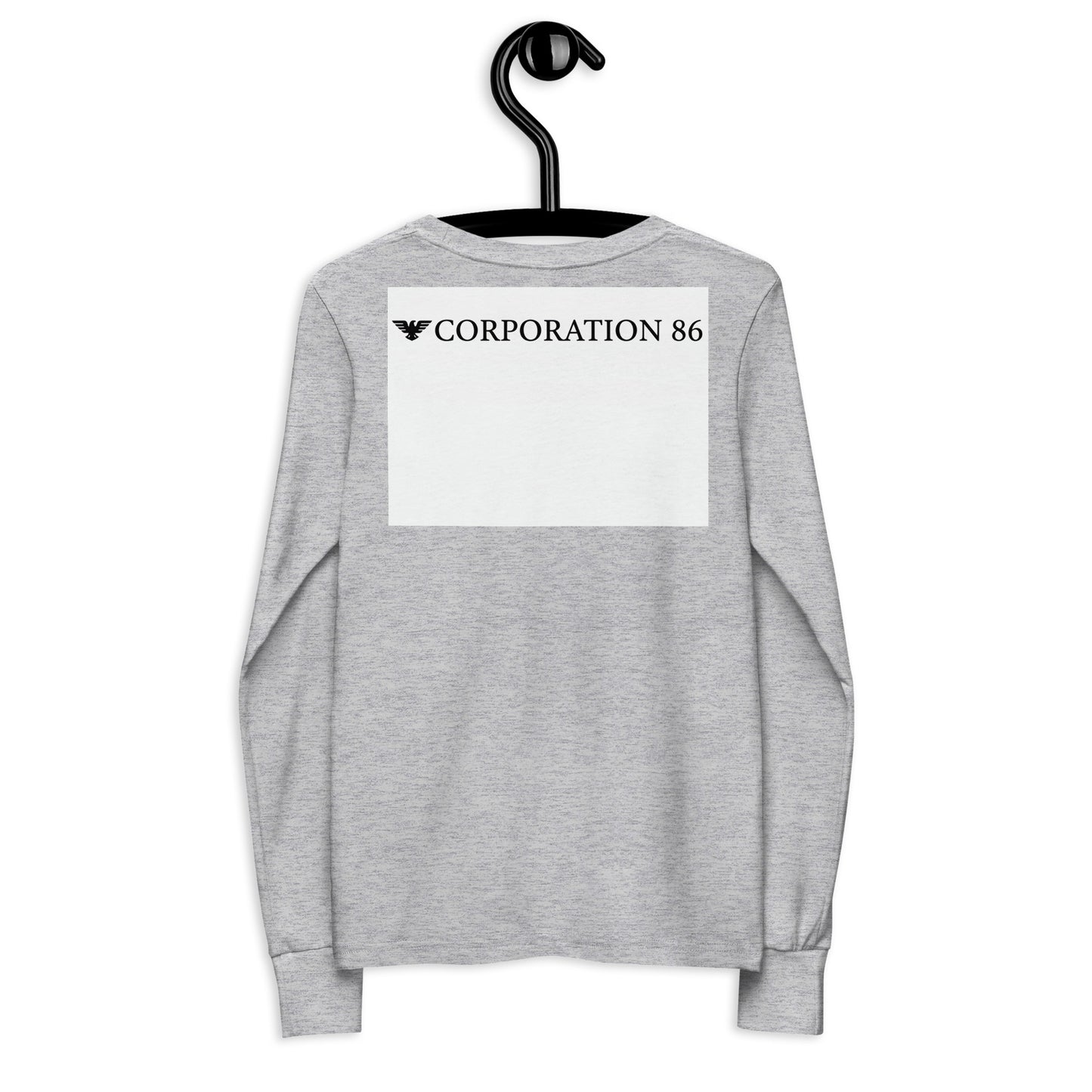 T-shirt a maniche lunghe per ragazzi CORPORATION-86, tessuto sportivo in tonalità Heather, vista posteriore.