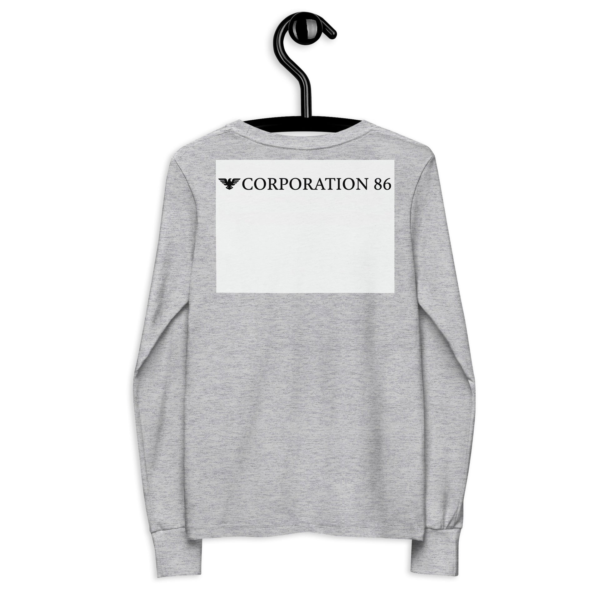 T-shirt a maniche lunghe per ragazzi CORPORATION-86, tessuto sportivo in tonalità Heather, vista posteriore.