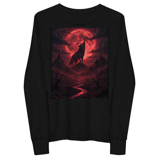 T-shirt a maniche lunghe per ragazzi CORPORATION-86, fronte nera, stile casual, tessuto morbido e confortevole.